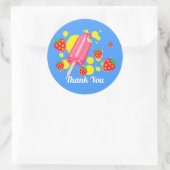Fun Pink Popsicle en aardbeien Hartelijk dank Ronde Sticker (Tas)