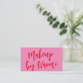 Fun Pink + Red Modern Calligraphy Script Visitekaartje (Staand voorkant)