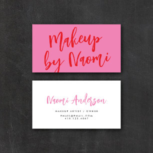 Fun Pink + Red Modern Calligraphy Script Visitekaartje