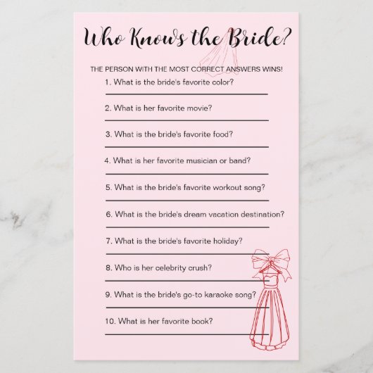 Fun Pink & Red Wie kent het bruidsspel (Voorkant)