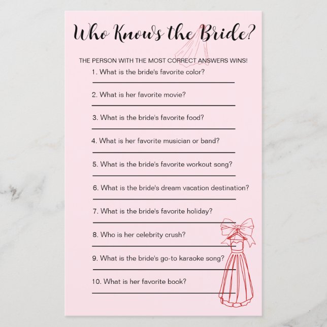 Fun Pink & Red Wie kent het bruidsspel (Voorkant)