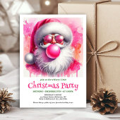 Fun pink santa bubble gum watercolor Christmas i  Kaart