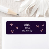 Fun Pink Satin Butterflies Royal Paars Address Etiket (Insitu)