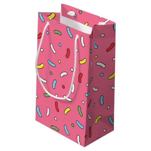 Fun Pink Snoep Sprinkles Patroon Klein Cadeauzakje (Achterkant Gekanteld)