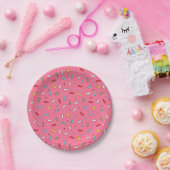 Fun Pink Snoep Sprinkles Patroon Papieren Bordje (Feest)