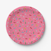 Fun Pink Snoep Sprinkles Patroon Papieren Bordje (Voorkant)
