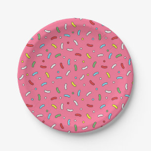 Fun Pink Snoep Sprinkles Patroon Papieren Bordje