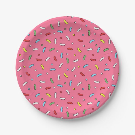 Fun Pink Snoep Sprinkles Patroon Papieren Bordje (Voorkant)