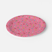 Fun Pink Snoep Sprinkles Patroon Papieren Bordje (Gekanteld)