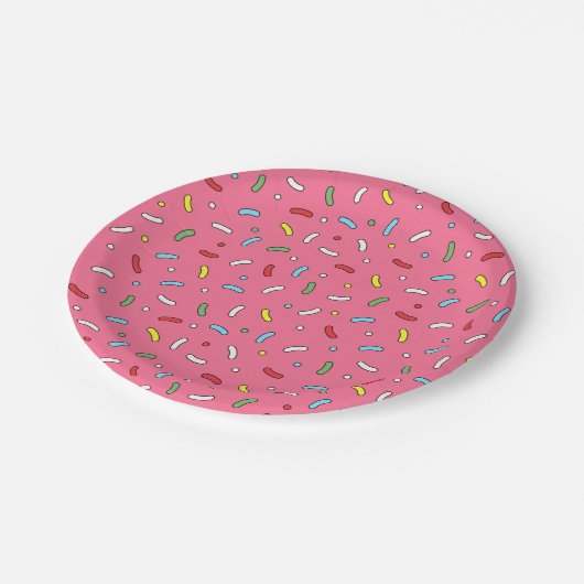 Fun Pink Snoep Sprinkles Patroon Papieren Bordje (Gekanteld)