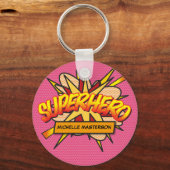 Fun Pink Specialized Comic Book SUPERHERO Sleutelhanger (Voorkant)