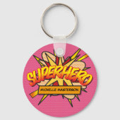 Fun Pink Specialized Comic Book SUPERHERO Sleutelhanger (Achterkant)