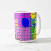 Fun Pink Squares Duck Plane Musical Note Koffiemok (Voorkant rechts)