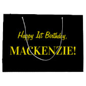 Fun Pink Striped "1"; Happy 1st Birthday; naam Groot Cadeauzakje (Achterkant)