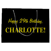 Fun Pink Striped "29"; Happy 29th Birthday; naam Groot Cadeauzakje (Achterkant)