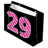 Fun Pink Striped "29"; Happy 29th Birthday; naam Groot Cadeauzakje (Voorkant Gekanteld)