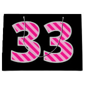 Fun Pink Striped "33"; Happy 33rd Birthday; naam Groot Cadeauzakje (Voorkant)