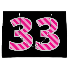 Fun Pink Striped "33"; Happy 33rd Birthday; naam Groot Cadeauzakje