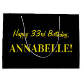 Fun Pink Striped "33"; Happy 33rd Birthday; naam Groot Cadeauzakje (Achterkant)