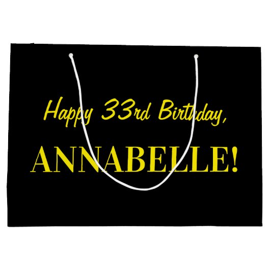 Fun Pink Striped "33"; Happy 33rd Birthday; naam Groot Cadeauzakje (Achterkant)