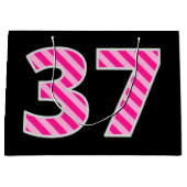 Fun Pink Striped "37"; Happy 37th Birthday; naam Groot Cadeauzakje (Voorkant)