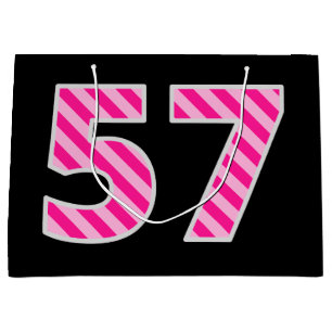 Fun Pink Striped "57"; Happy 57th Birthday; naam Groot Cadeauzakje