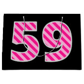 Fun Pink Striped "59"; Happy 59th Birthday; naam Groot Cadeauzakje (Voorkant)
