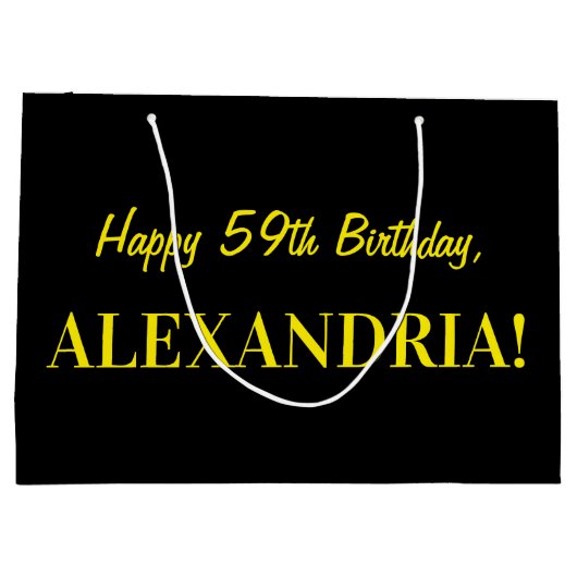 Fun Pink Striped "59"; Happy 59th Birthday; naam Groot Cadeauzakje (Achterkant)