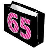 Fun Pink Striped "65"; Happy 65th Birthday; naam Groot Cadeauzakje (Voorkant Gekanteld)