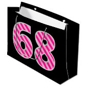 Fun Pink Striped "68"; Happy 68th Birthday; naam Groot Cadeauzakje (Voorkant Gekanteld)