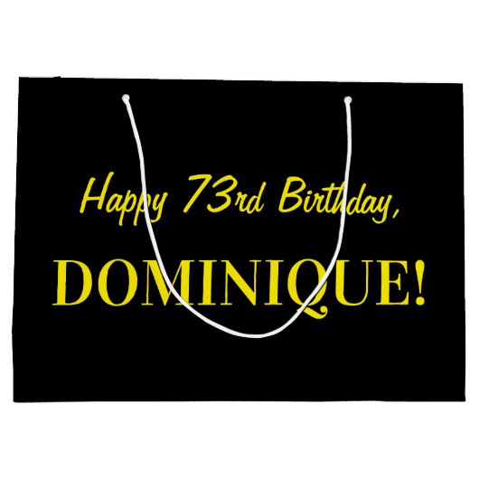 Fun Pink Striped "73"; Happy 73rd Birthday; naam Groot Cadeauzakje (Achterkant)