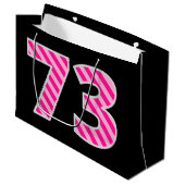 Fun Pink Striped "73"; Happy 73rd Birthday; naam Groot Cadeauzakje (Voorkant Gekanteld)