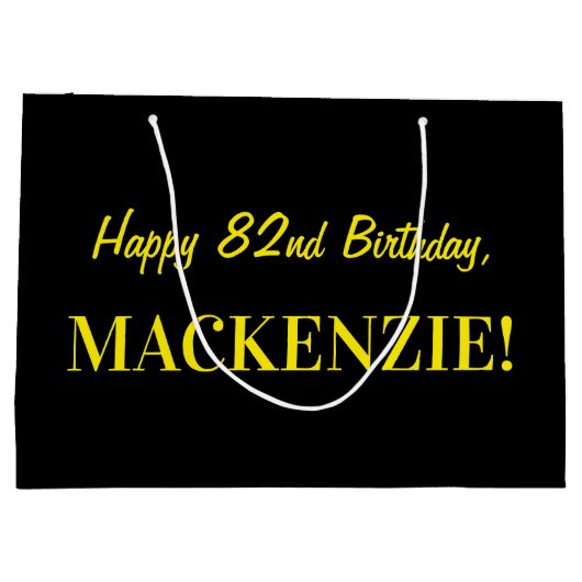 Fun Pink Striped "82"; Happy 82nd Birthday; Name Groot Cadeauzakje (Achterkant)