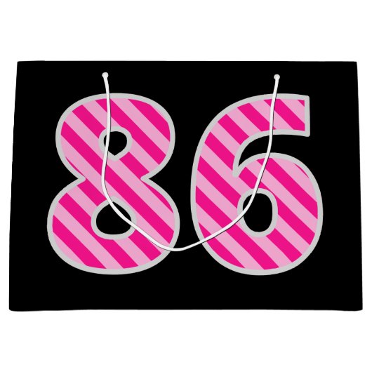 Fun Pink Striped "86"; Happy 86th Birthday; naam Groot Cadeauzakje (Voorkant)