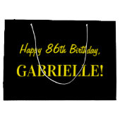 Fun Pink Striped "86"; Happy 86th Birthday; naam Groot Cadeauzakje (Achterkant)