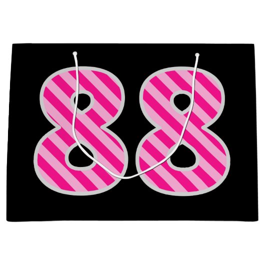 Fun Pink Striped "88"; Happy 88th Birthday; naam Groot Cadeauzakje (Voorkant)