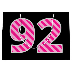 Fun Pink Striped "92"; Happy 92nd Birthday; Name Groot Cadeauzakje