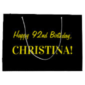 Fun Pink Striped "92"; Happy 92nd Birthday; Name Groot Cadeauzakje (Achterkant)