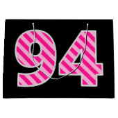 Fun Pink Striped "94"; Happy 94th Birthday; naam Groot Cadeauzakje (Voorkant)