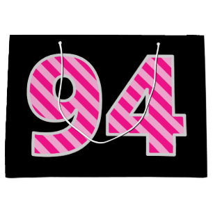 Fun Pink Striped "94"; Happy 94th Birthday; naam Groot Cadeauzakje