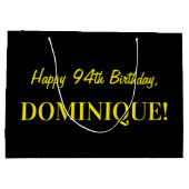 Fun Pink Striped "94"; Happy 94th Birthday; naam Groot Cadeauzakje (Achterkant)