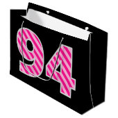 Fun Pink Striped "94"; Happy 94th Birthday; naam Groot Cadeauzakje (Voorkant Gekanteld)