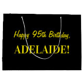 Fun Pink Striped "95"; Happy 95th Birthday; naam Groot Cadeauzakje (Achterkant)