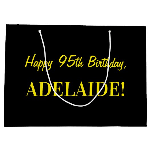 Fun Pink Striped "95"; Happy 95th Birthday; naam Groot Cadeauzakje (Achterkant)