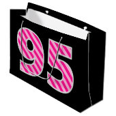 Fun Pink Striped "95"; Happy 95th Birthday; naam Groot Cadeauzakje (Voorkant Gekanteld)