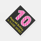 Fun Pink Stripes "10"; Happy 10th Birthday; naam Servet (Hoek)