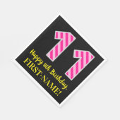 Fun Pink Stripes "11"; Happy 11th Birthday; naam Servet (Hoek)