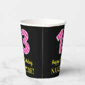 Fun Pink Stripes "13": Happy 13th Birthday + Name Papieren Bekers (Rechts)