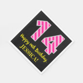 Fun Pink Stripes "14"; Happy 14th Birthday; naam Servet (Hoek)