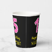 Fun Pink Stripes "15": Happy 15th Birthday + Name Papieren Bekers (Rechts)